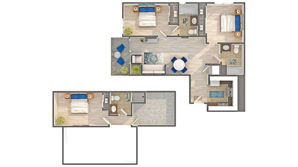 D4 - 3 Bedroom Loft Floorplan - D4