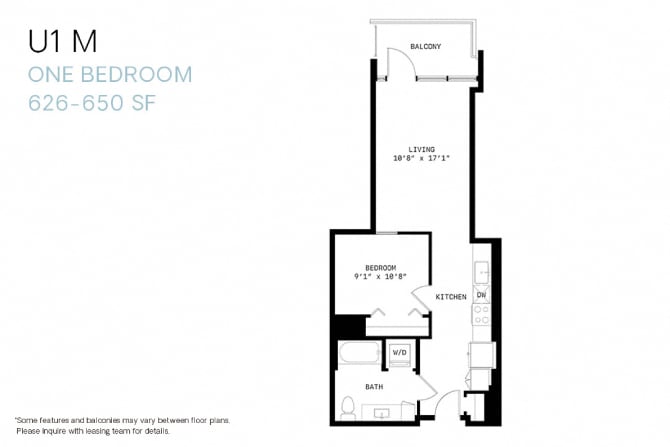 Floor Plan - Junior One Bedroom U1m