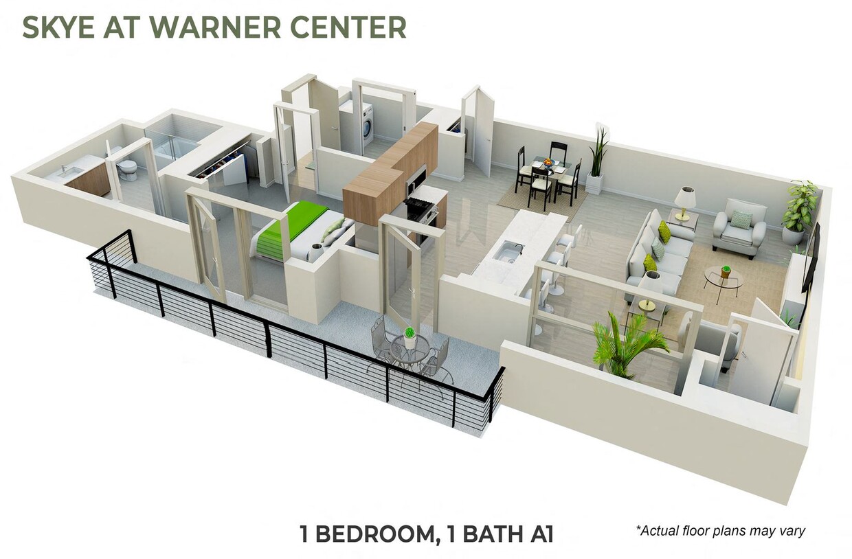 Floor Plan - 1 Bedroom, 1 Bath A1
