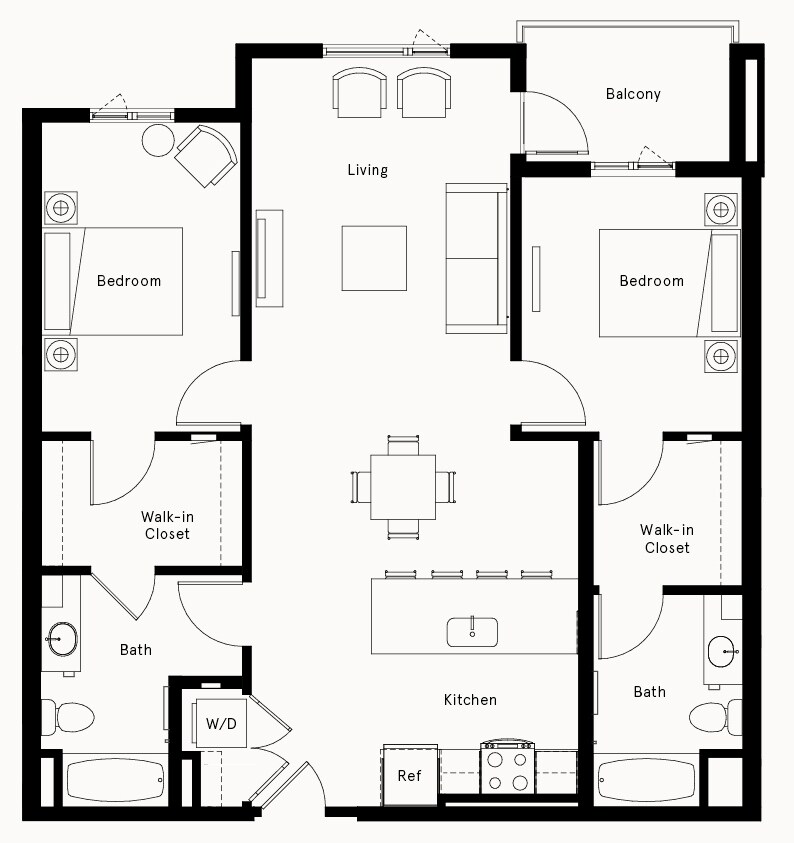 Floor Plan - 2 Bed/2 Bath-C1