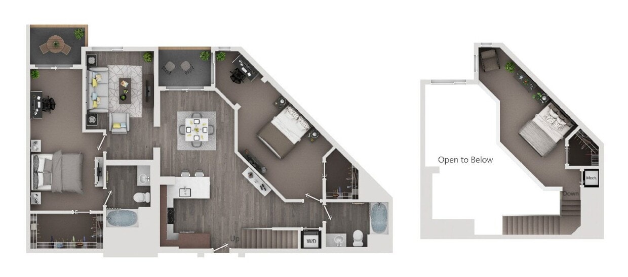 Floor Plan - 3/2 Loft + Den Large