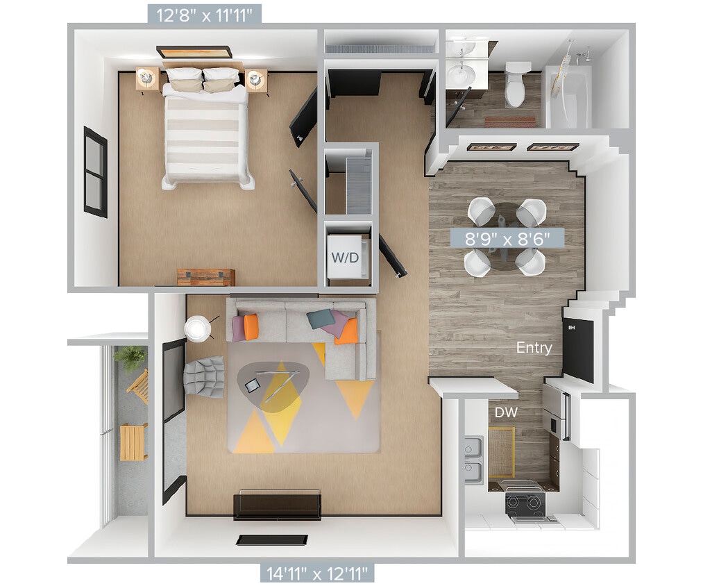 Floor Plan - E_1B1B_651SF_401-407-420-Premier