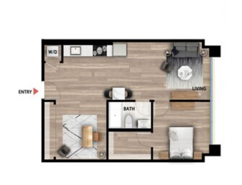Floor Plan - 1 Bed 1 Bath +Den - 724 sqft