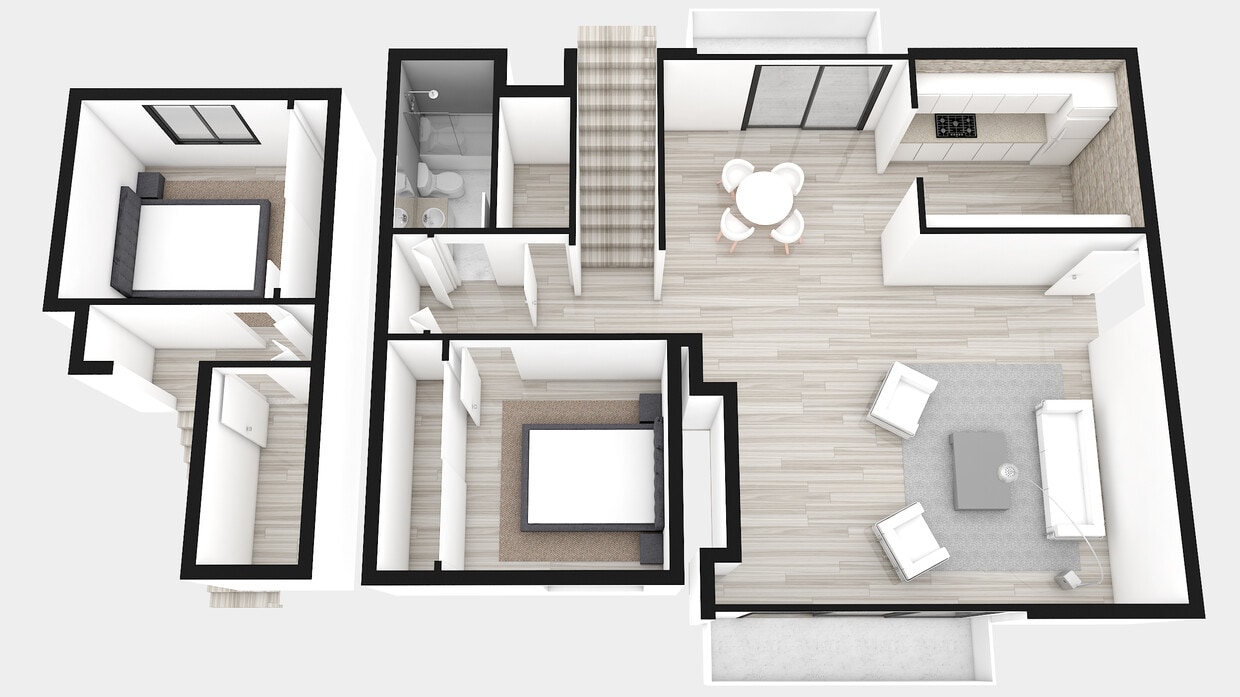 Floor Plan - Two Bed ~ Two Bath Townhouse