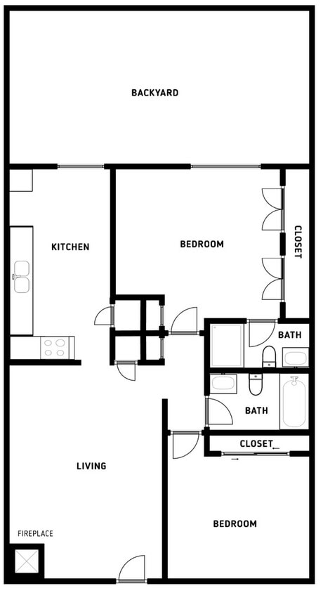 Floor Plan - 2 bed 2 bath