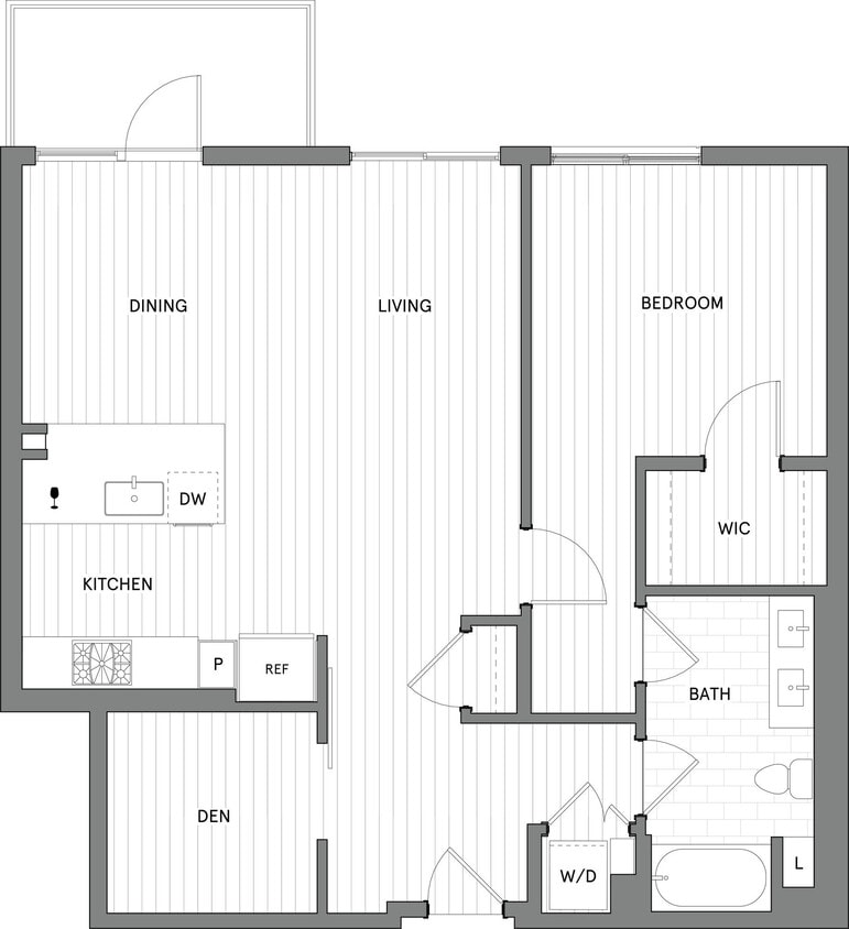Floor Plan - 1B+Den.A