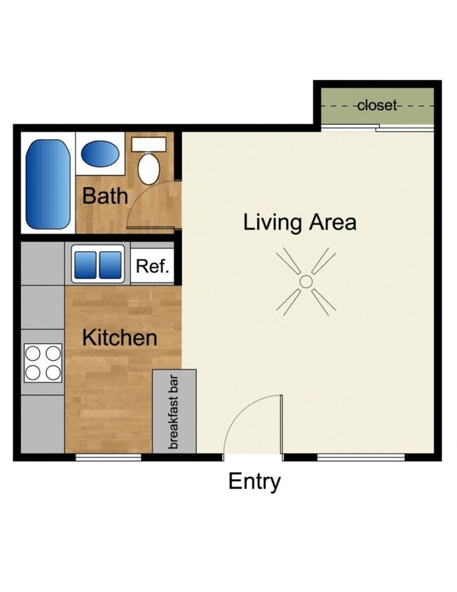 2D Rendering of a Studio Floor Plan - Studio