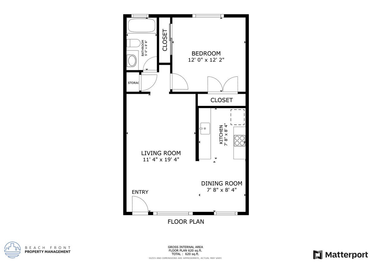 Floor Plan - 1 Bed 1 Bath Small