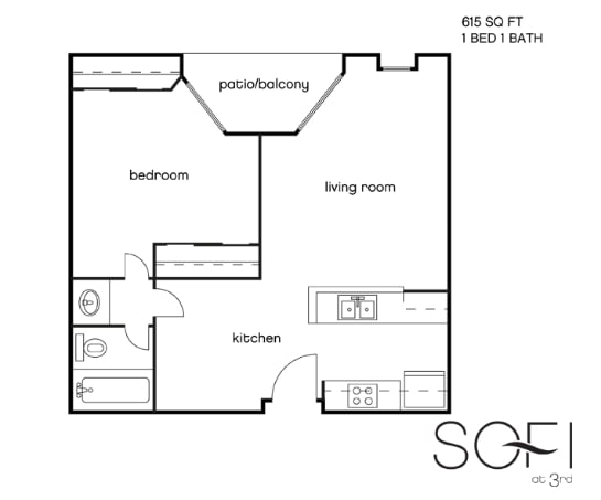 1BR/1BA - 1BDC