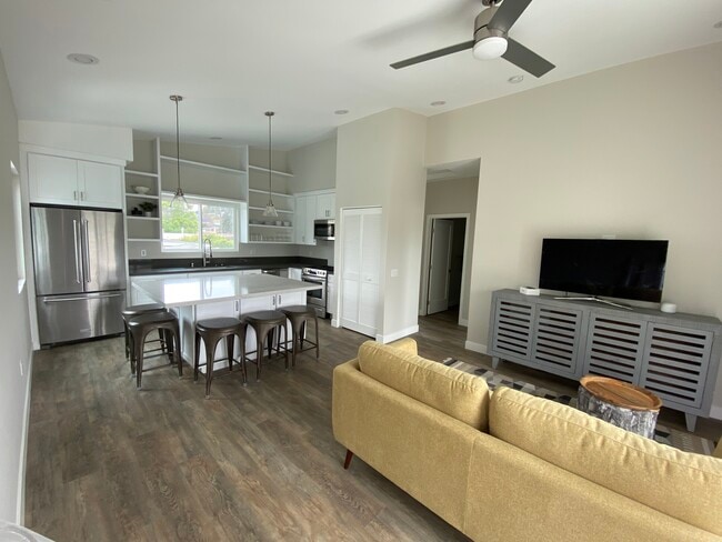 Kitchen living room- vaulted ceilings, plenty of cabinet space. - 3662 Quimby St Apartment Unit ADU