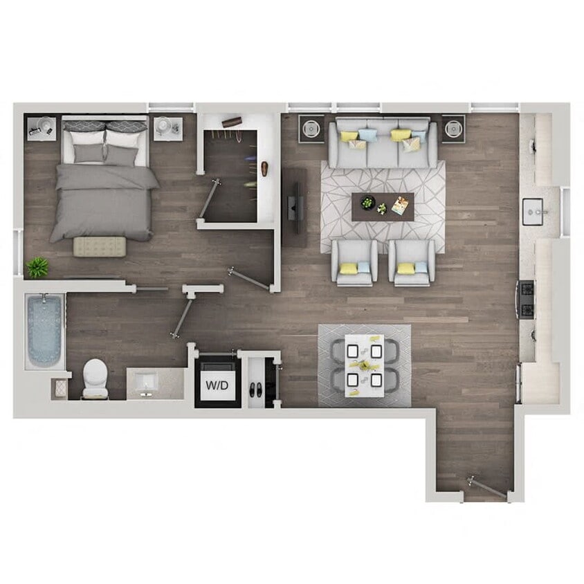 Floor Plan - 1BD, 1BTH F