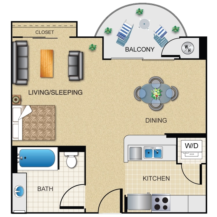 Plan_A_Studio_One_Bath.png - Studio 1 Bath 568 Sq. Ft.