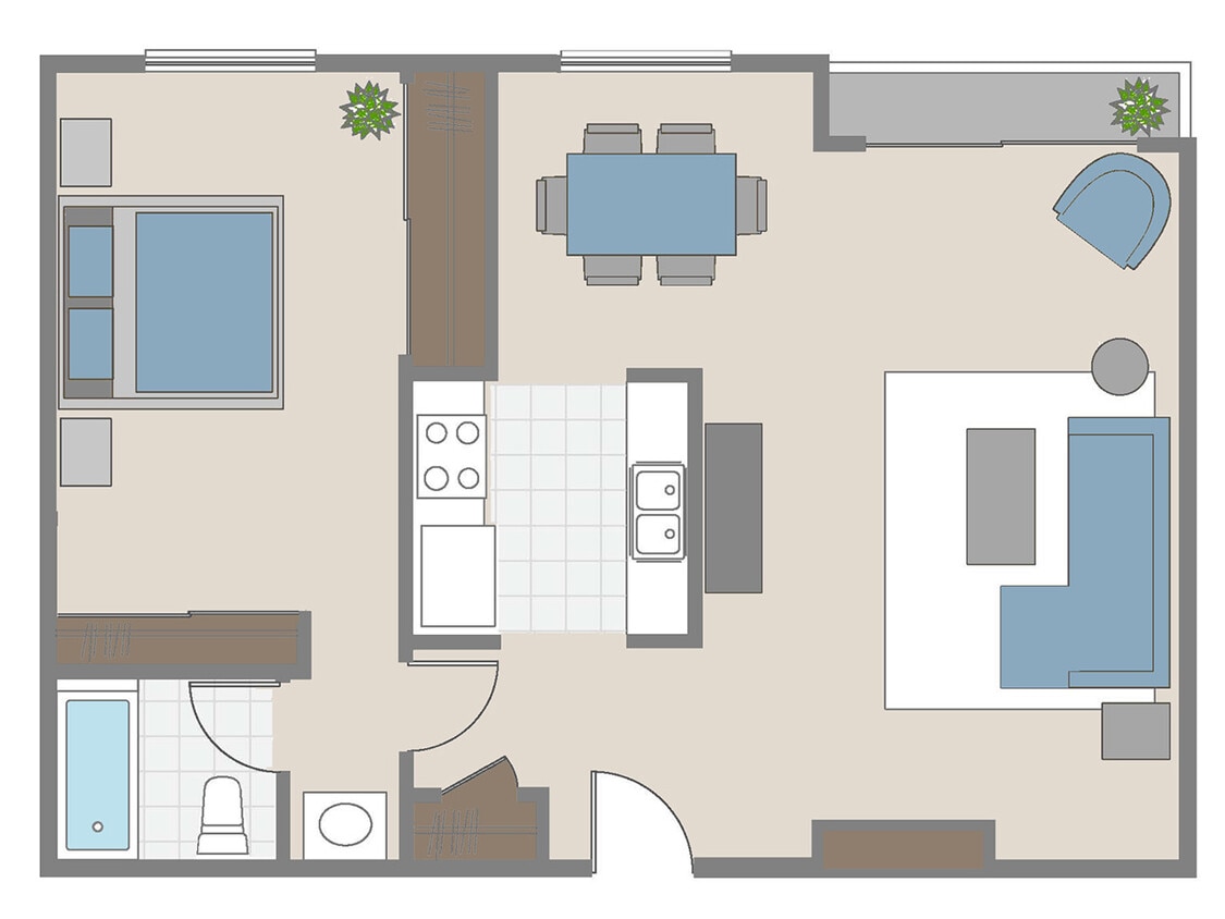 Floor Plan - Deluxe 1BR - 1BA
