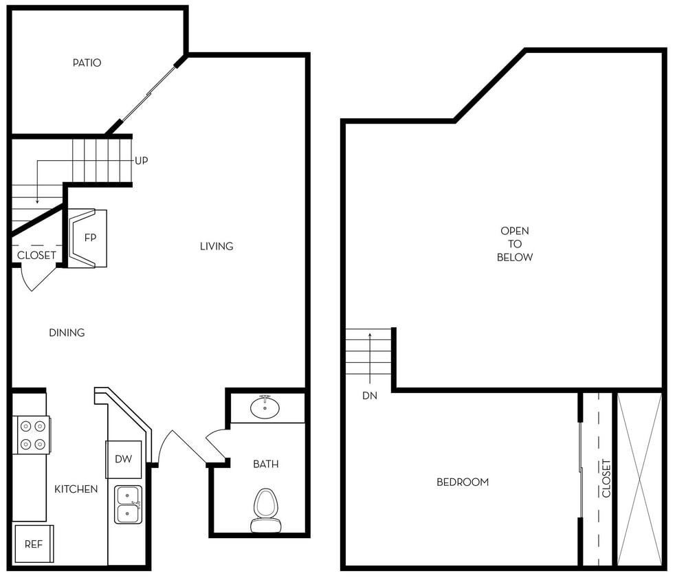 Floor Plan - 1 Bed, 1 Bath B