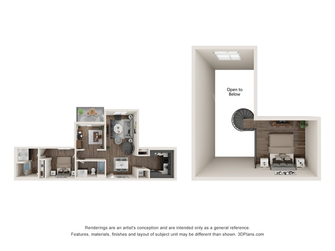 Floor Plan - 1 Bed 1 Bath +Den +Loft - 1112 sqft