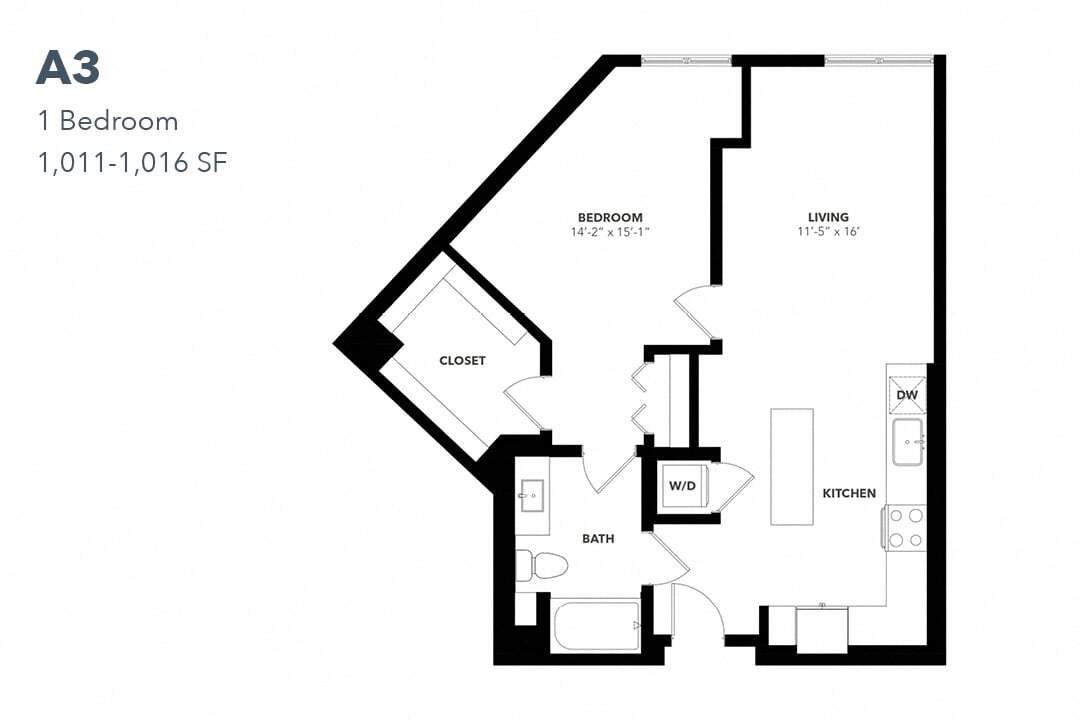 Floor Plan - One Bedroom A3