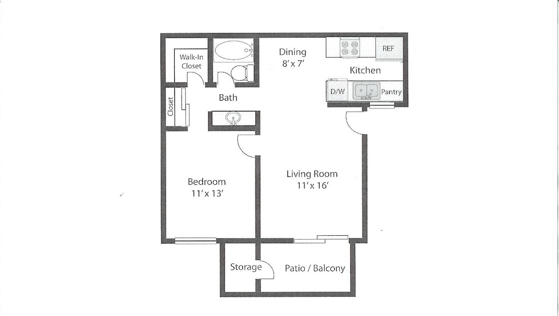 C - 1 Bedroom, 1 Bath - Plan C