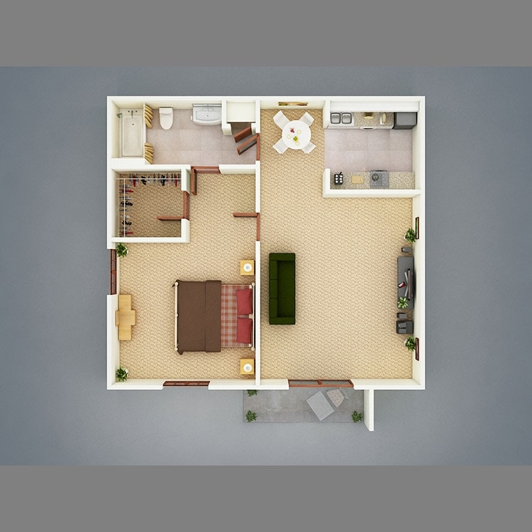 1BR/1BA - Plan A | 1x1