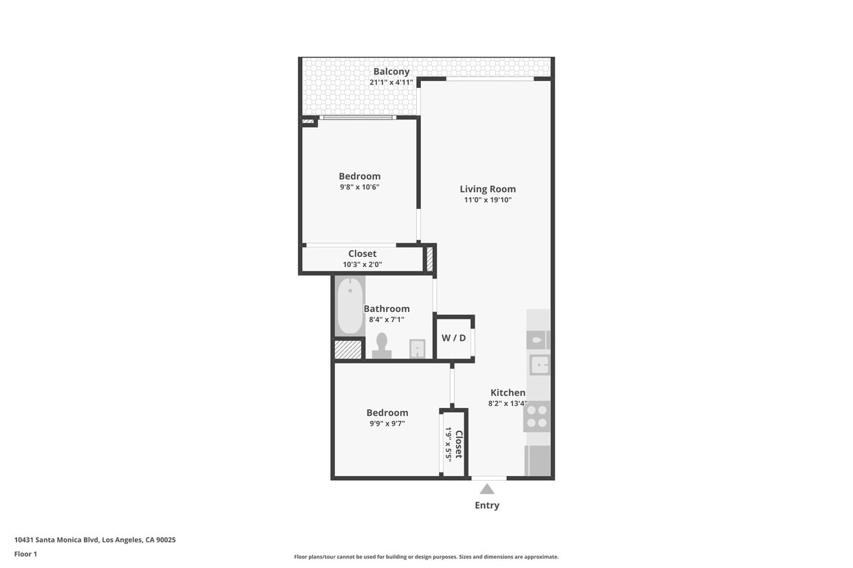 Floor Plan - Modern Luxury 2-Bedroom unit with balcony in Ce...