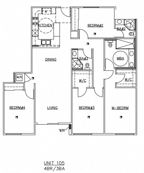 Floor Plan - 4 Bedroom, 3 Bath