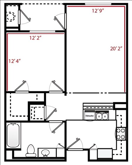 Floor Plan - One Bed/One Bath A
