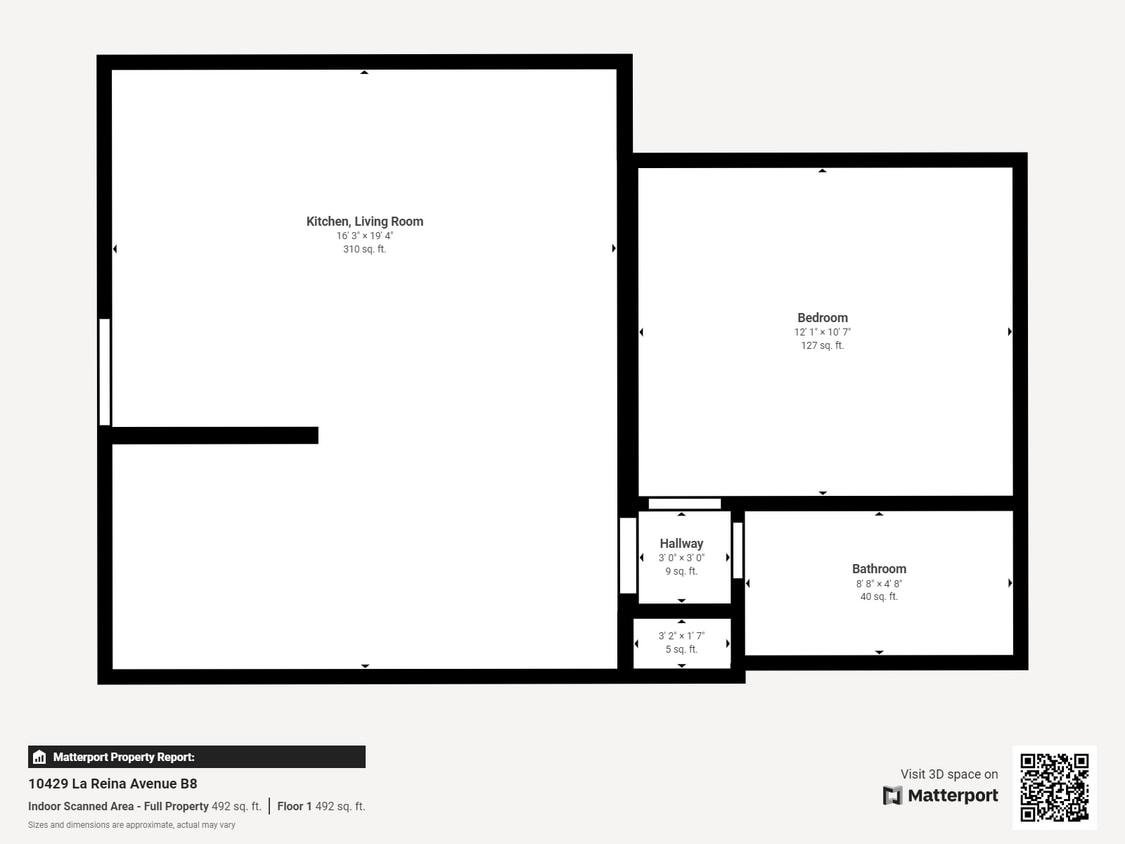 Floor Plan - 1 Bed 1 Bath
