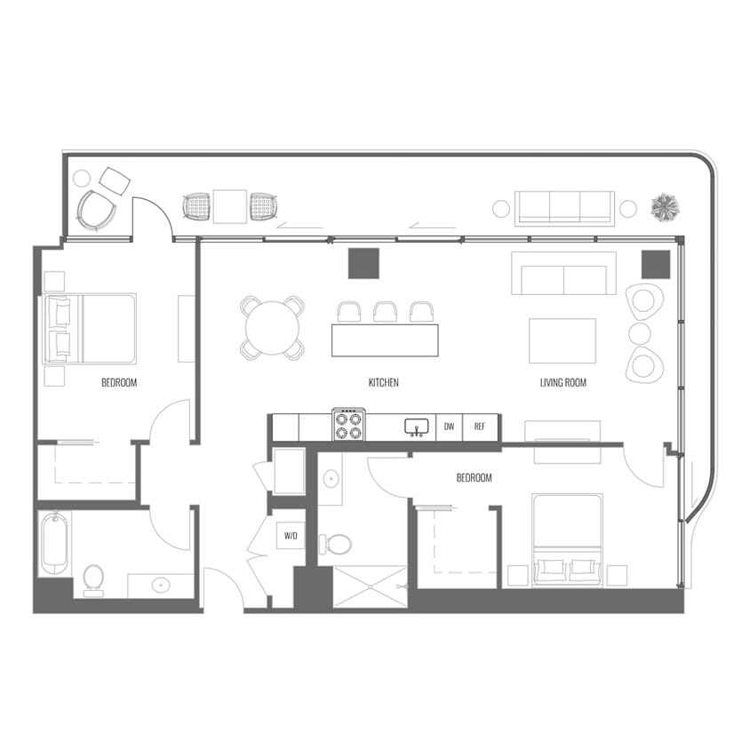 Floor Plan - B3 Two Bedroom Two Bathroom