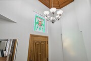 Stain glass and tower in entry and beautiful paneled ceiling - 369 Palm Ave