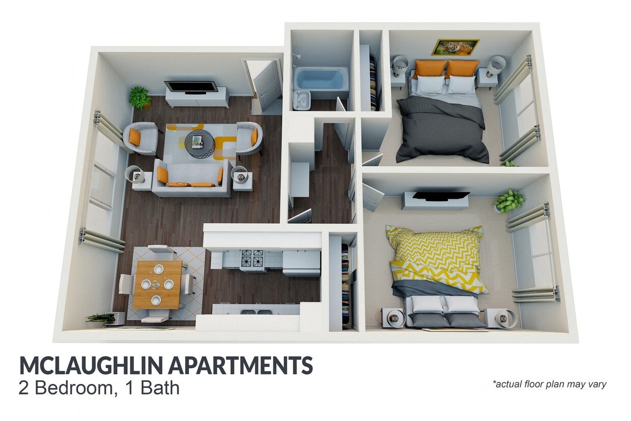 Floor Plan - 2 bed 1 bath