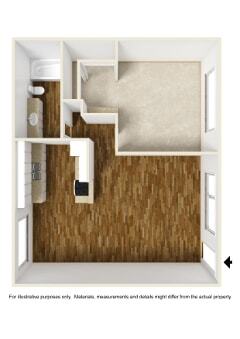 Floor Plan - 1 Bedroom, 1 Bathroom Plan A