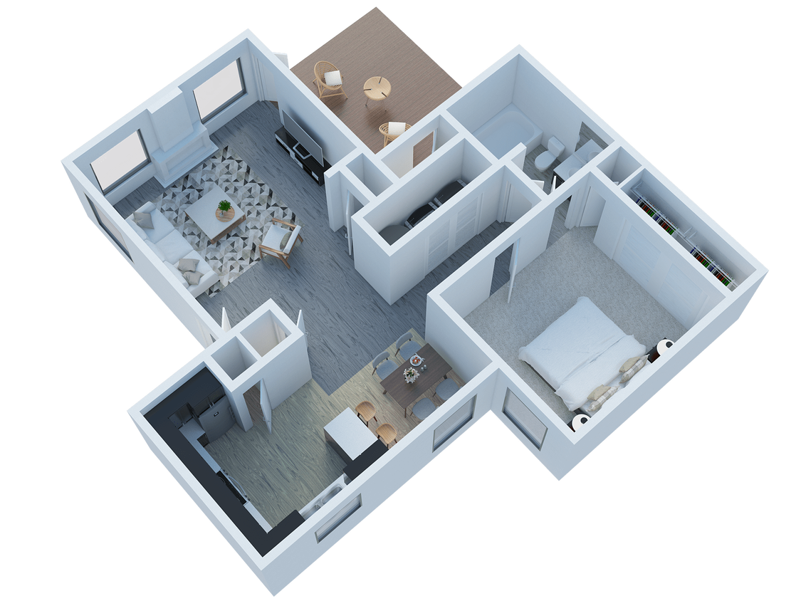 Floor Plan - 1 Bedroom - 1 Bath 