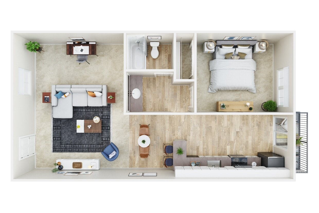 Floor Plan - 1 Bedroom 1 Bath