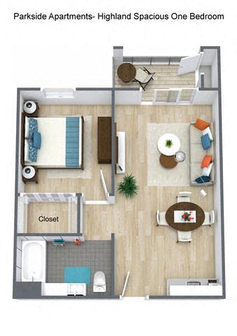 Floor Plan - One Bedroom One Bath