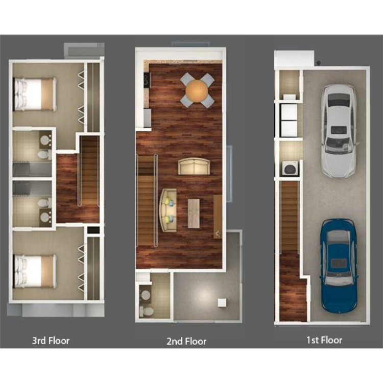 2x2.5xTH_439485.png - 2 Bedroom 2.5 Bathroom Townhome