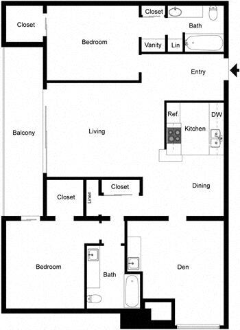 Floor Plan - 2 Bedroom 2 Bath
