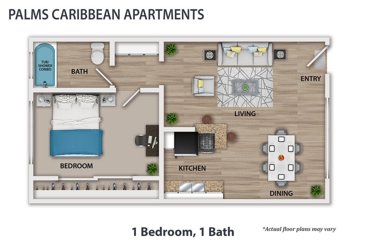 Floor Plan - 1 Bedroom, 1 Bath