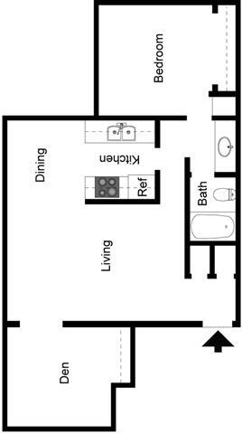 Floor Plan - 1 Bedroom 1 Bath Den