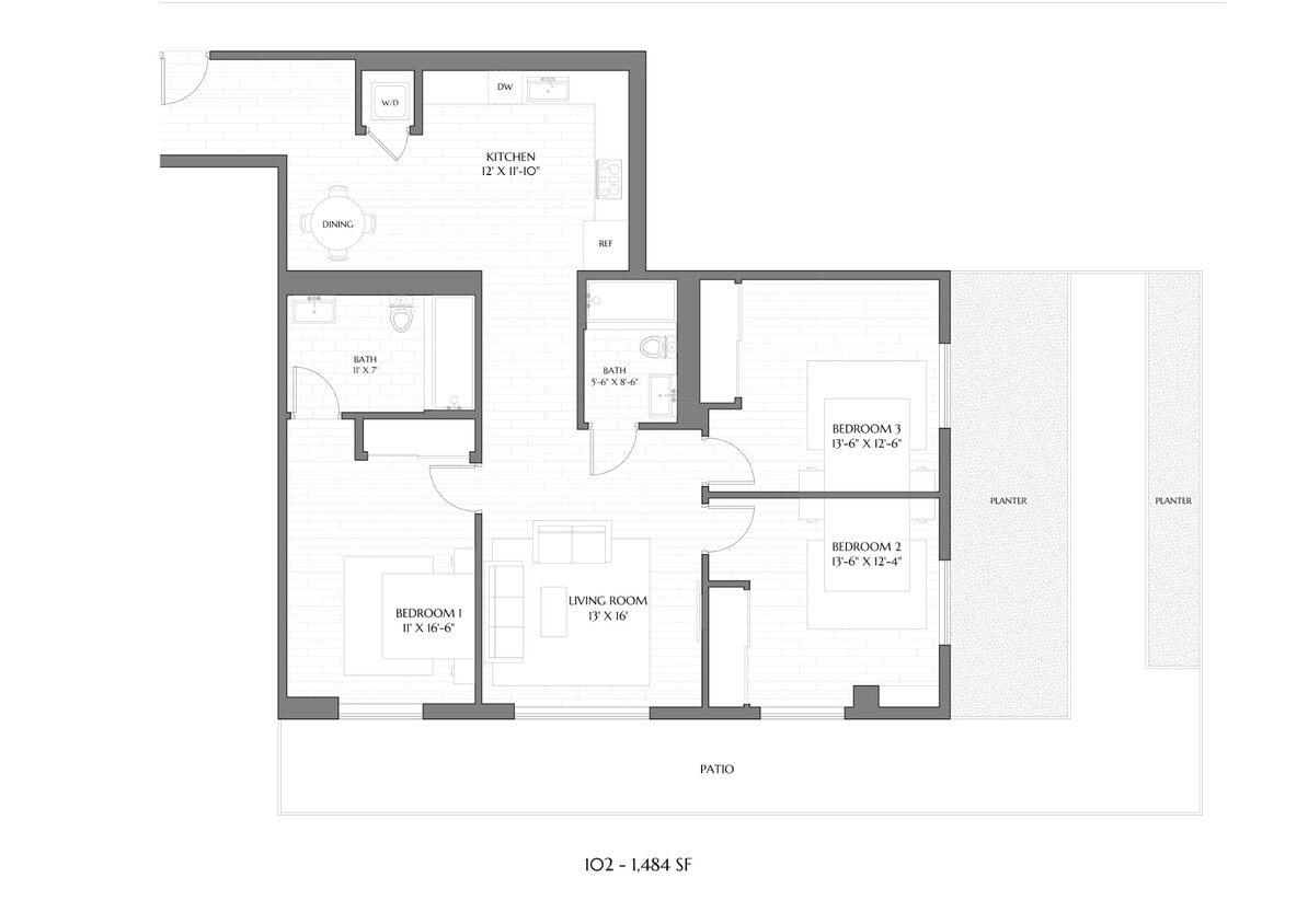 Floor Plan - 3BR/2.0BA
