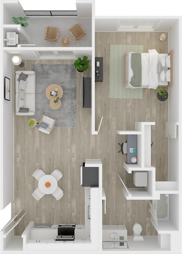 Floor Plan - One Bedroom, One Bath