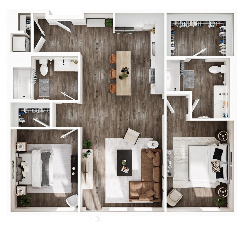 Floor Plan - 2 Bedroom | 2 Bath | Plan B7