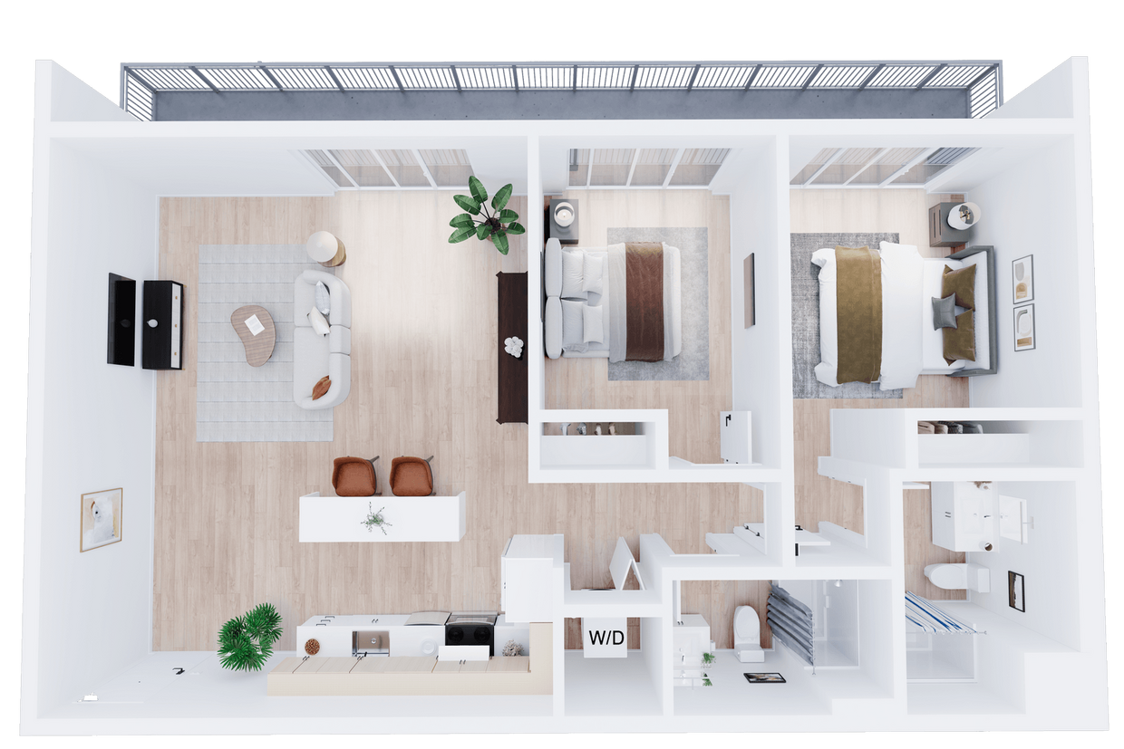 Floor Plan - Plan I - 2 Bedroom, 2 Bath