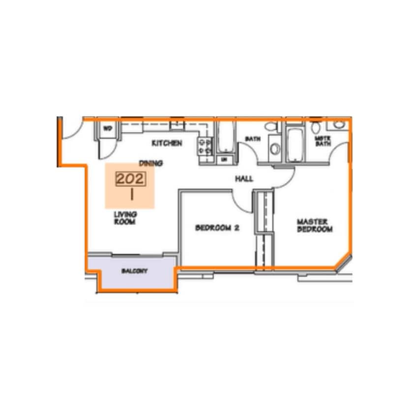 Floor Plan - I - 2 Bed 2 Bath