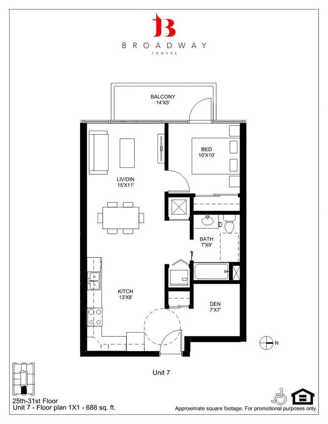 Floor Plan - Broadway 7 1x1