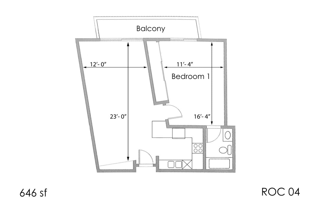 Floor Plan - 1BR 1BA - FLOOR PLAN B - 10969 ROCHESTER