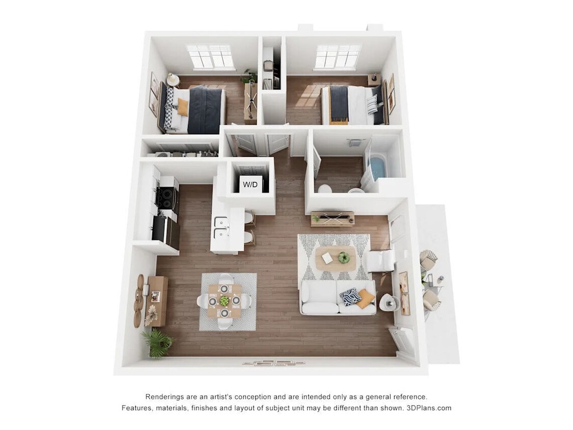 Floor Plan - 2BD, 1BTH B1