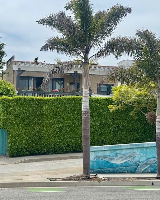 Front of the bulding. The apartment is on the lower level behind the ficus. - 424 Ocean Park Blvd Apartments Unit 1