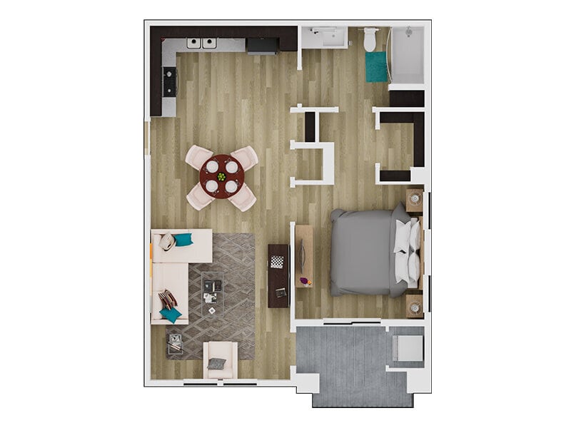 Floor Plan - A1: 1 Bedroom 1 Bath