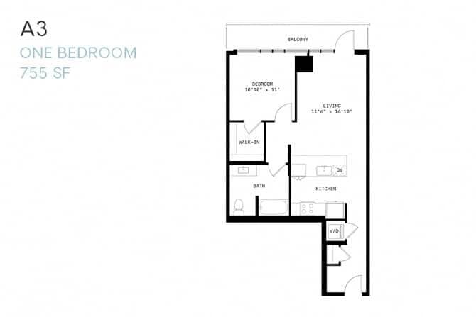 Floor Plan - One Bedroom A3