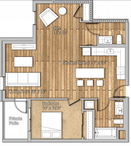 Floor Plan - 1x1C-den