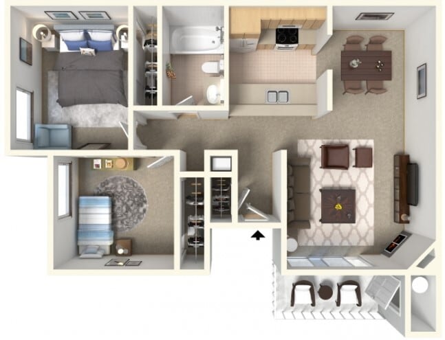 PLAN C - 2 Bed 1 BATH